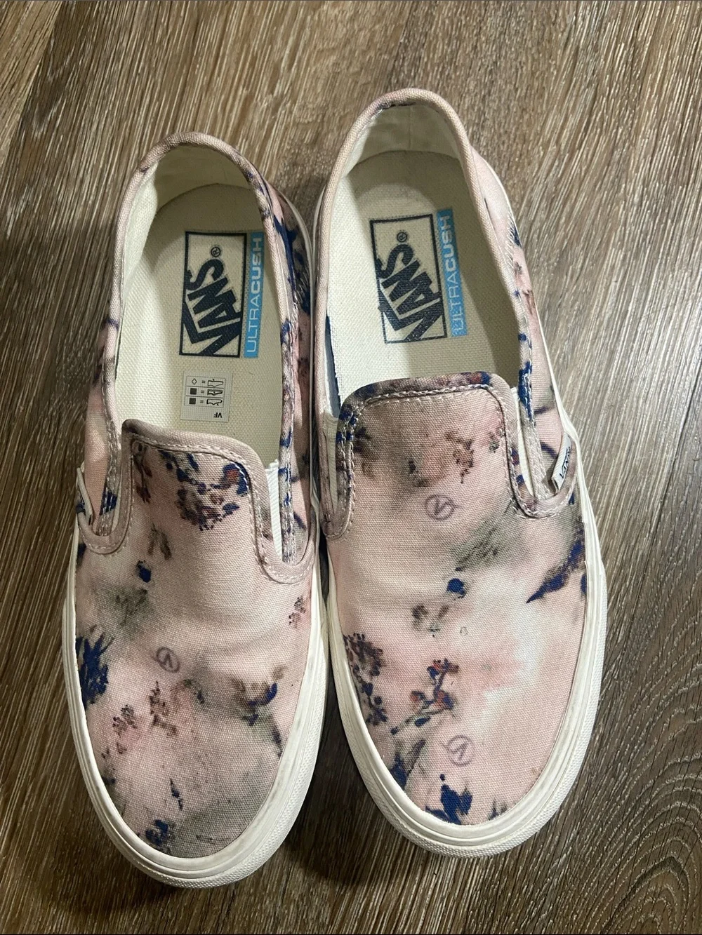 Vans Pink and Navy Tie-Dye Slip-On Sneakers